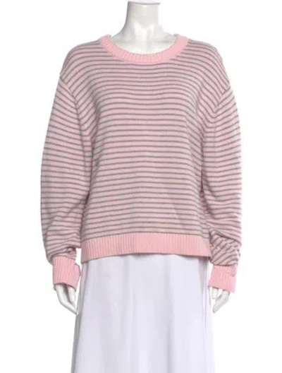 Pre-owned Frankies Bikinis Striped Scoop Neck Sweater In Pink