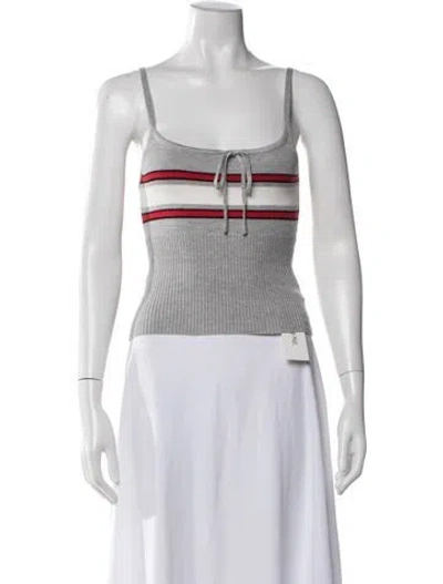Pre-owned Frankies Bikinis Striped Scoop Neck Sweater In Pink