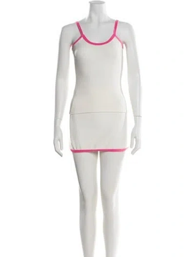 Pre-owned Frankies Bikinis Striped Skirt Set In White