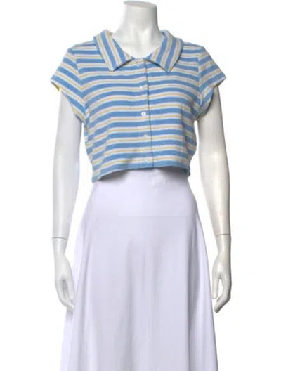 Pre-owned Frankies Bikinis Striped Sweater In Blue/white