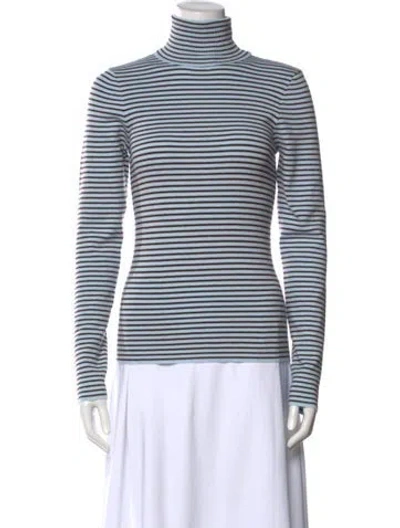 Pre-owned Frankies Bikinis Striped Turtleneck Sweater In Blue
