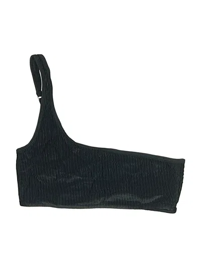Pre-owned Frankies Bikinis Swimsuit Top Black Chevron/herringbone Pattern Swimwear