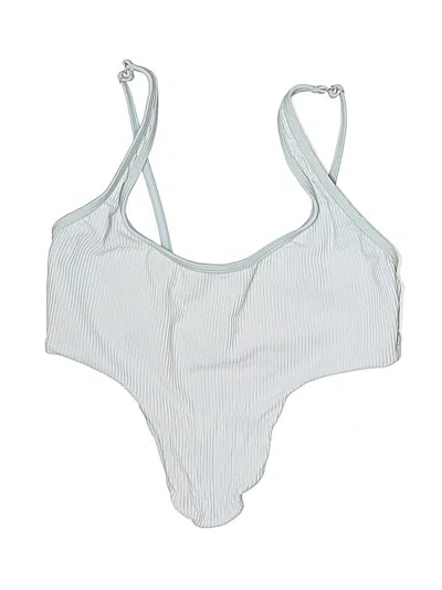 Pre-owned Frankies Bikinis Swimsuit Top Blue Solid Pattern Swimwear