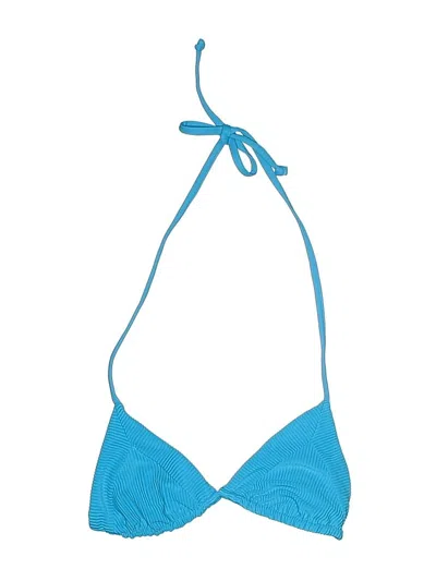 Pre-owned Frankies Bikinis Swimsuit Top Blue Swimwear