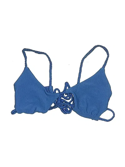 Pre-owned Frankies Bikinis Swimsuit Top Blue Swimwear