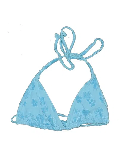 Pre-owned Frankies Bikinis Swimsuit Top Blue Swimwear