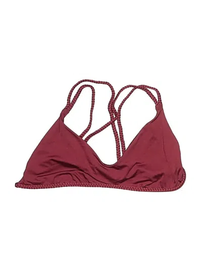 Pre-owned Frankies Bikinis Swimsuit Top Burgundy Chevron/herringbone Pattern Swimwear