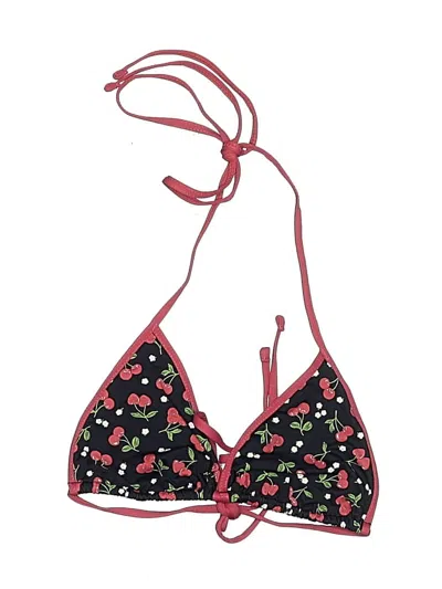 Pre-owned Frankies Bikinis Swimsuit Top Burgundy Floral Pattern Swimwear