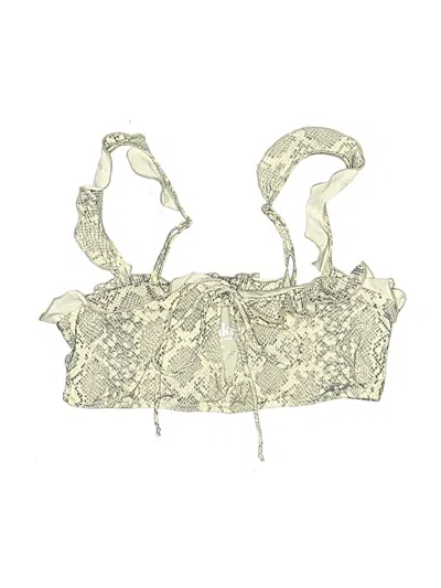 Pre-owned Frankies Bikinis Swimsuit Top Ivory Paisley Pattern Swimwear