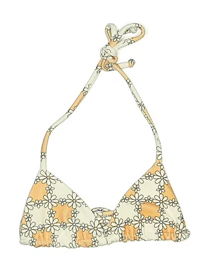 Pre-owned Frankies Bikinis Swimsuit Top Ivory Print Pattern Swimwear
