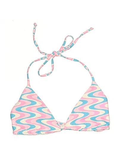 Pre-owned Frankies Bikinis Swimsuit Top Pink Print Pattern Swimwear