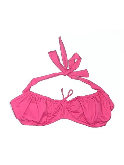 Pre-owned Frankies Bikinis Swimsuit Top Pink Solid Pattern Swimwear