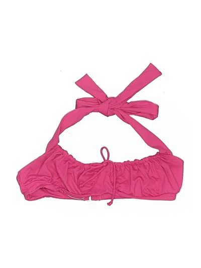 Pre-owned Frankies Bikinis Swimsuit Top Pink Solid Pattern Swimwear