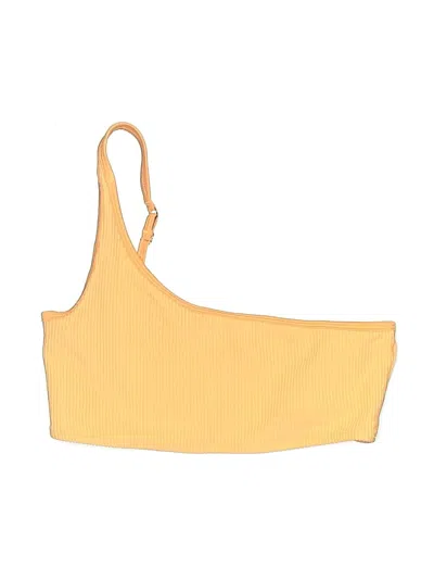 Pre-owned Frankies Bikinis Swimsuit Top Yellow Solid Pattern Swimwear
