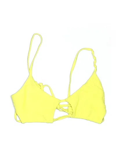 Pre-owned Frankies Bikinis Swimsuit Top Yellow Swimwear