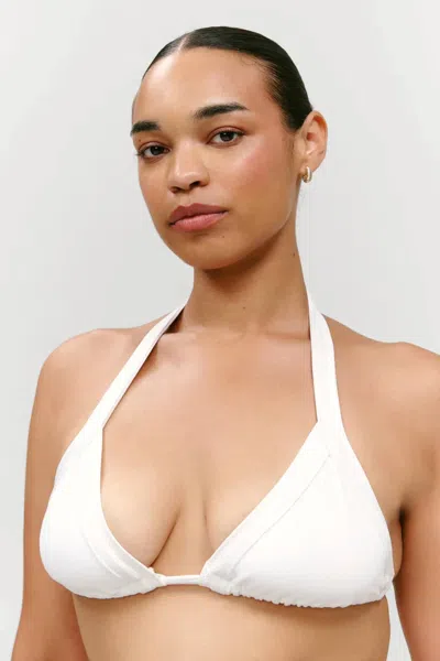 Frankies Bikinis Taite Ribbed Bikini Top In Marry Me In White