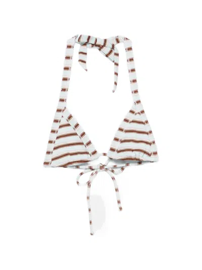 Frankies Bikinis Taite Thermal Striped Bikini Top In Transparent