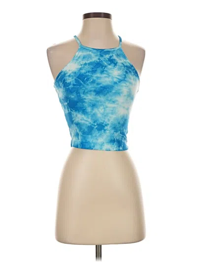 Pre-owned Frankies Bikinis Tank Top Blue Halter Neckline Tops