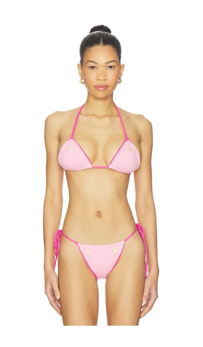 Frankies Bikinis Tide Knit Top In Pink