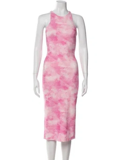 Pre-owned Frankies Bikinis Tie-dye Print Midi Length Dress In Pink