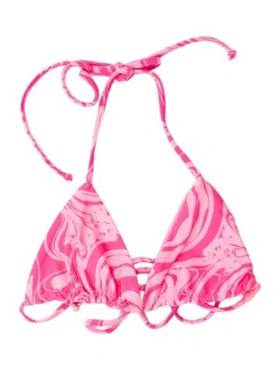 Pre-owned Frankies Bikinis Tie-dye Print Top In Pink