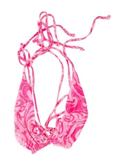 Pre-owned Frankies Bikinis Tie-dye Print Top In Pink