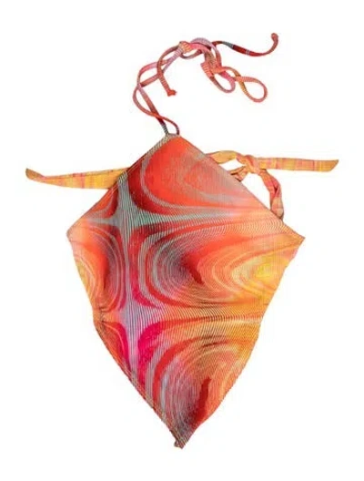 Pre-owned Frankies Bikinis Tie-dye Print Top W/ Tags In Orange
