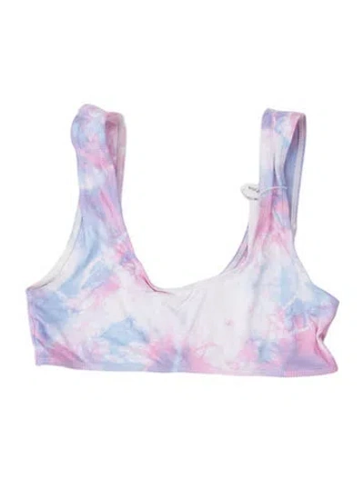 Pre-owned Frankies Bikinis Tie-dye Print Top W/ Tags In White