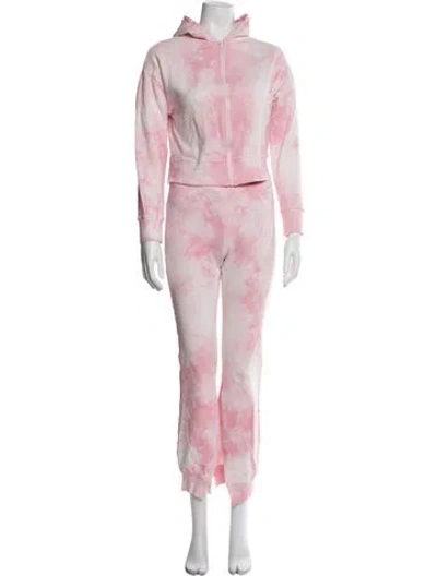 Pre-owned Frankies Bikinis Tie-dye Print Tracksuit In Pink