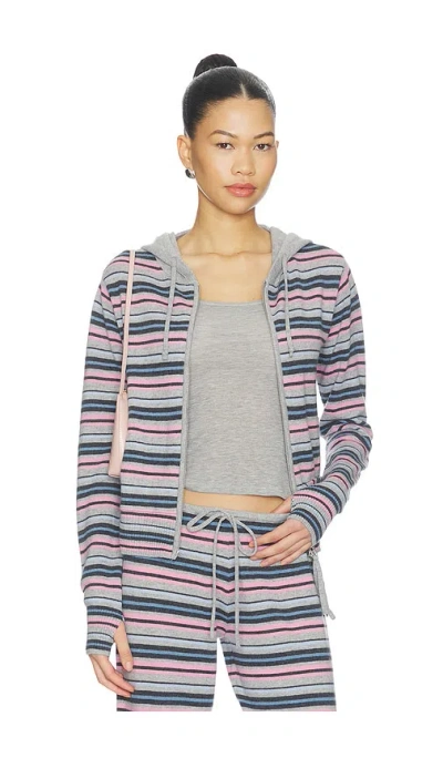 Frankies Bikinis Topanga Cashmere Zip Up Hoodie In Gray