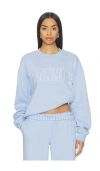 Frankies Bikinis Travel Day Cotton Crewneck Pullover In Blue