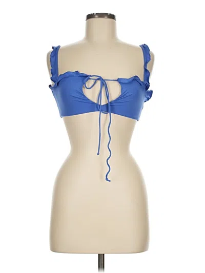 Pre-owned Frankies Bikinis Tube Top Blue Strapless Neckline Tops