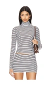 Frankies Bikinis Tucker Cloud Knit Turtleneck Sweater In Montauk Stripe