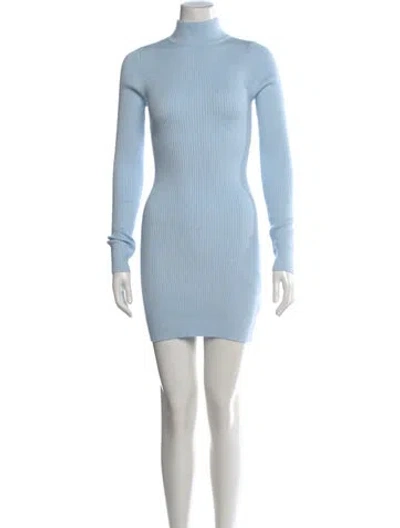Pre-owned Frankies Bikinis Turtleneck Mini Dress In Blue