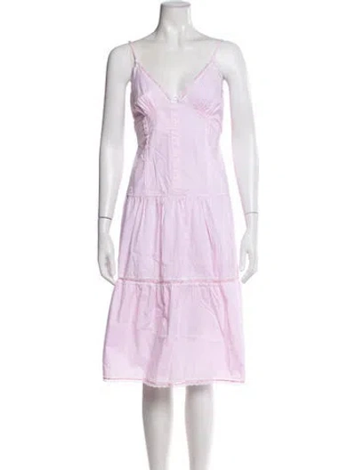 Pre-owned Frankies Bikinis V-neck Knee-length Dress W/ Tags In Pink
