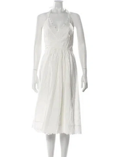 Pre-owned Frankies Bikinis V-neck Long Dress W/ Tags In White