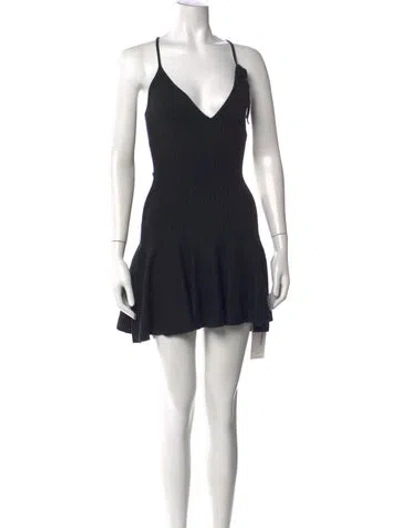 Pre-owned Frankies Bikinis V-neck Mini Dress In Black