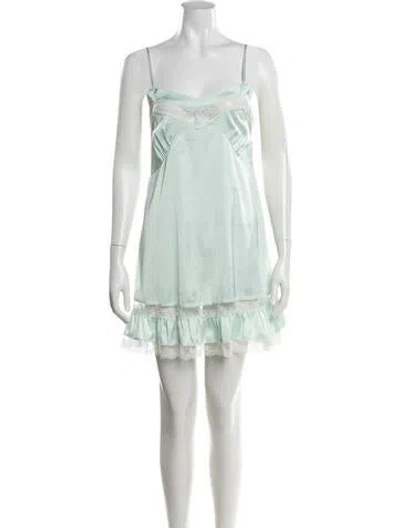 Pre-owned Frankies Bikinis V-neck Mini Dress In Green