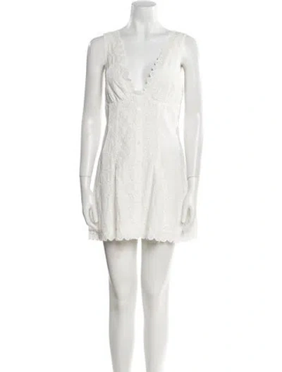 Pre-owned Frankies Bikinis V-neck Mini Dress In Neutral