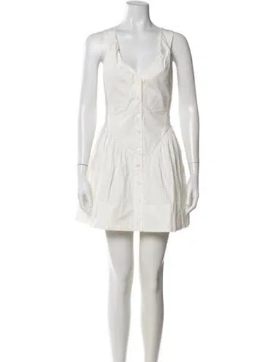 Pre-owned Frankies Bikinis V-neck Mini Dress In Neutral