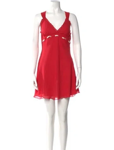 Pre-owned Frankies Bikinis V-neck Mini Dress In Pink