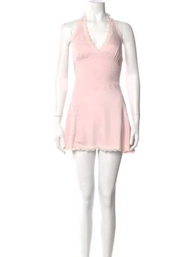 Pre-owned Frankies Bikinis V-neck Mini Dress In Pink