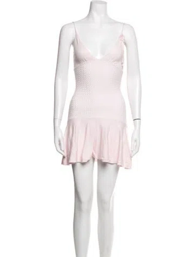 Pre-owned Frankies Bikinis V-neck Mini Dress In Pink