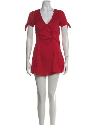 Pre-owned Frankies Bikinis V-neck Mini Dress In Red