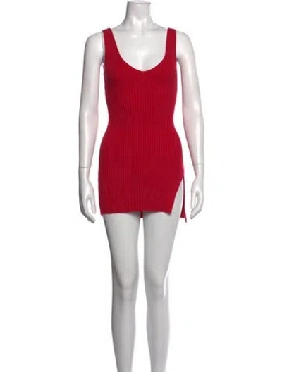Pre-owned Frankies Bikinis V-neck Mini Dress In Red