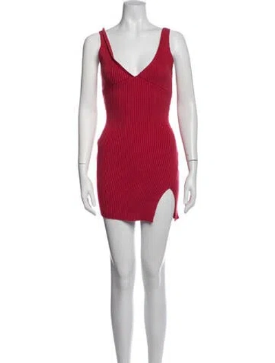 Pre-owned Frankies Bikinis V-neck Mini Dress In Red