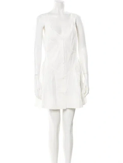 Pre-owned Frankies Bikinis V-neck Mini Dress W/ Tags In White