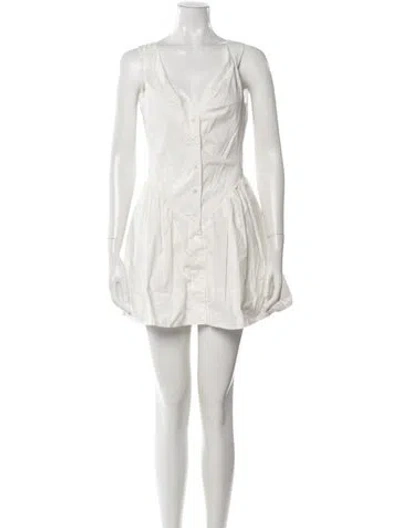 Pre-owned Frankies Bikinis V-neck Mini Dress In White