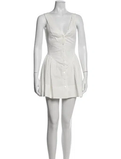 Pre-owned Frankies Bikinis V-neck Mini Dress In White