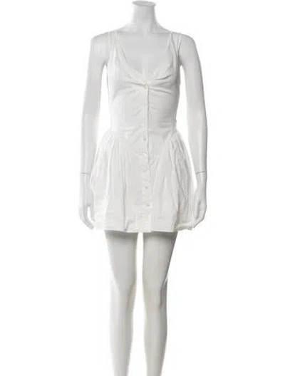 Pre-owned Frankies Bikinis V-neck Mini Dress In White